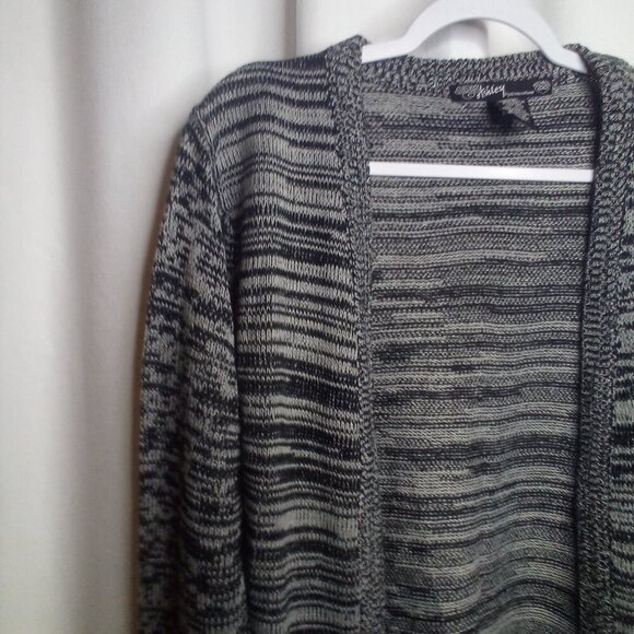 Ashley by 26 International Cardigan Sweater S Long Sleeve Open Front Black Gray - Picture 14 of 16